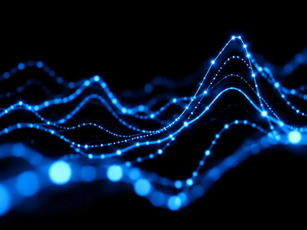 Abstract light graph lines on black